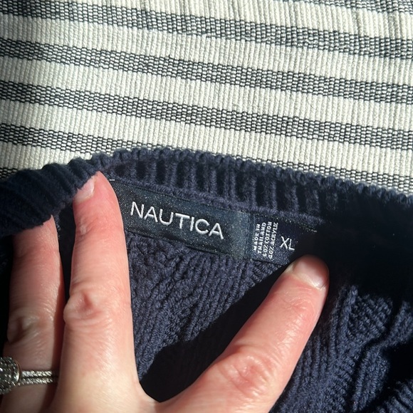 Nautica navy blue fisherman style sweater XL - Picture 6 of 7